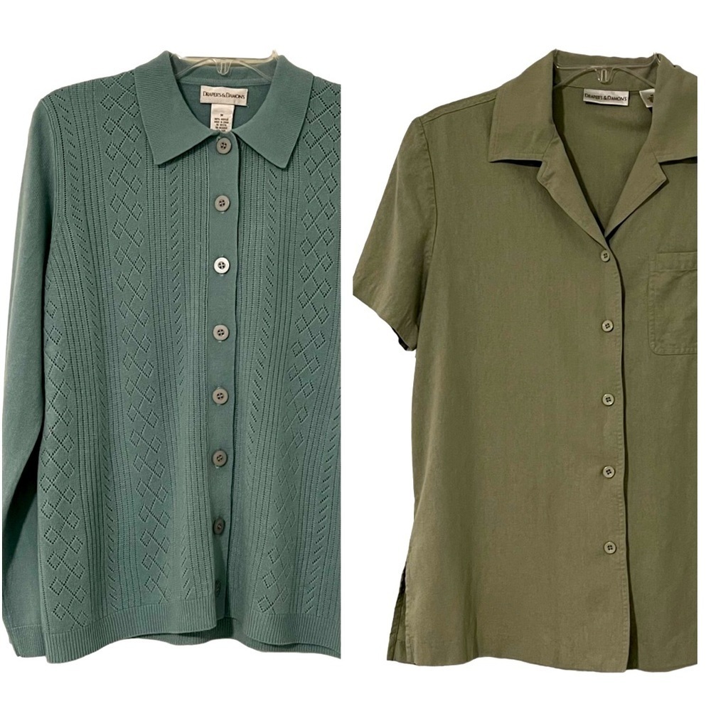 DRAPERS & DAMONS button down blouse and cardigan medium